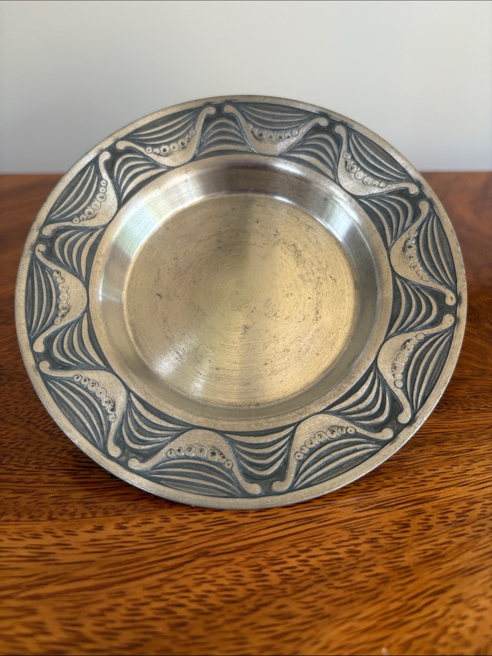 Vintage BM Pewter Viking Wine Coaster Trinket Dish Norway Ship Scandinavian